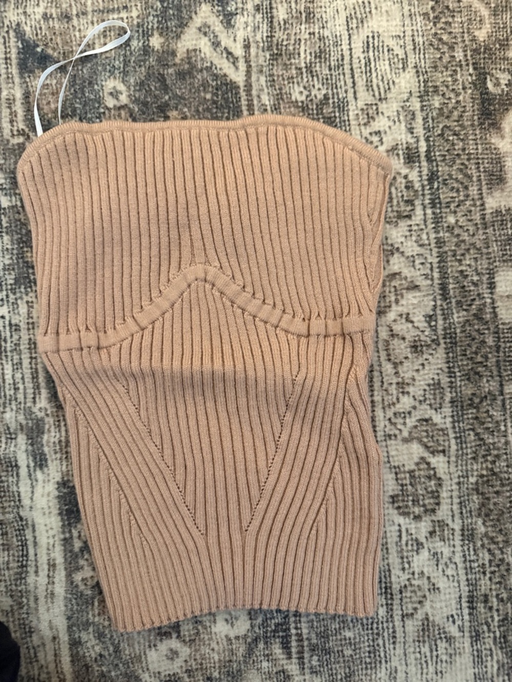 Princess Polly Ribbed Strapless Bustier Top in Nude